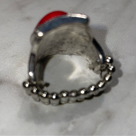 Paparazzi Silver Adjustable Ring with Red Stone - Picture 4 of 5